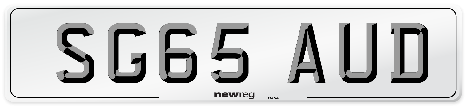 SG65 AUD Number Plate from New Reg